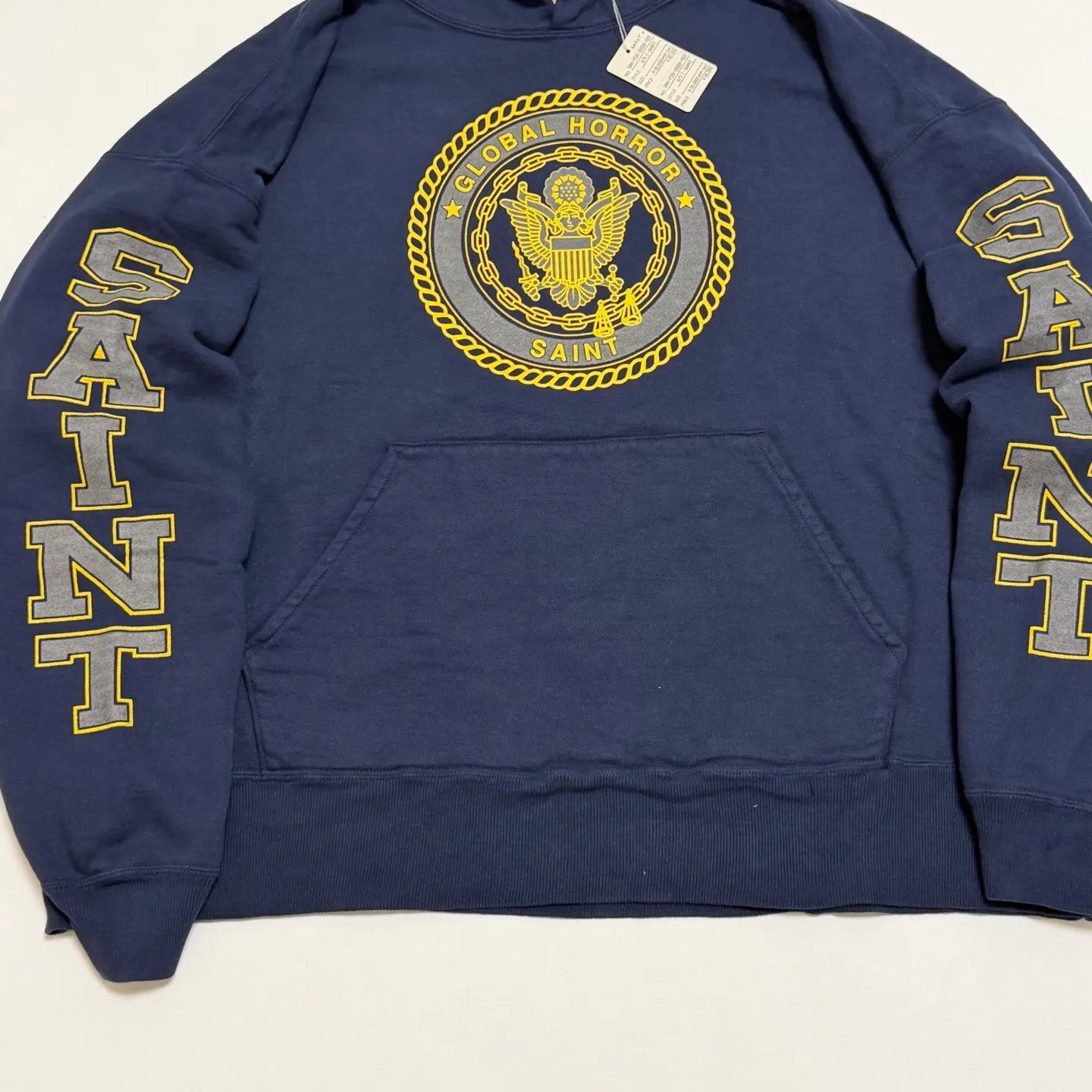 SAINT Mxxxxxx HOODIE/SAINT/NVY Reflective Angel Hoodie Blue S-XL Original open mold Loose cut Comfortable fit Top printing technology 3M reflective paste Best reflective effect in the industry Correct version Original consistent main mark/wash mark/cherub anti-counterfeiting